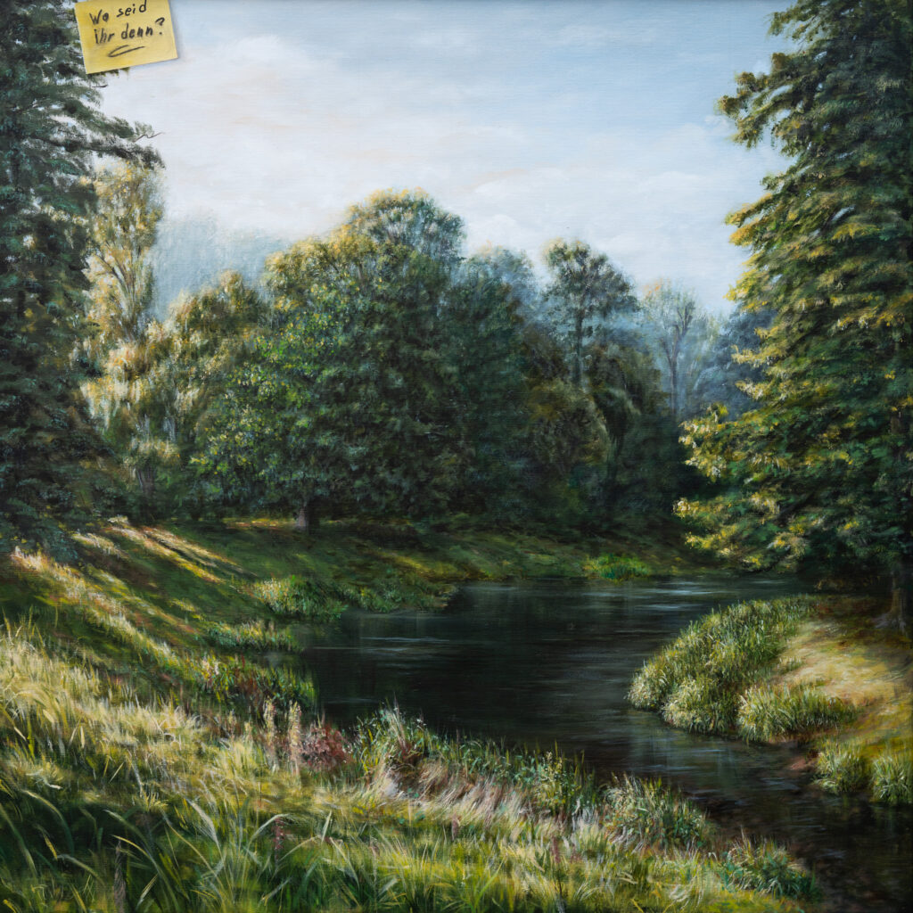 Dessau, Am Wasser III 100x100cm, Acryl/Lwd, 2025