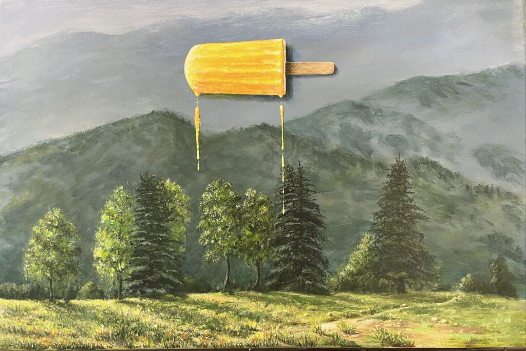 Kleine Landschaft mit Split, 40x60 cm, Acryl/Lwd, 2026
